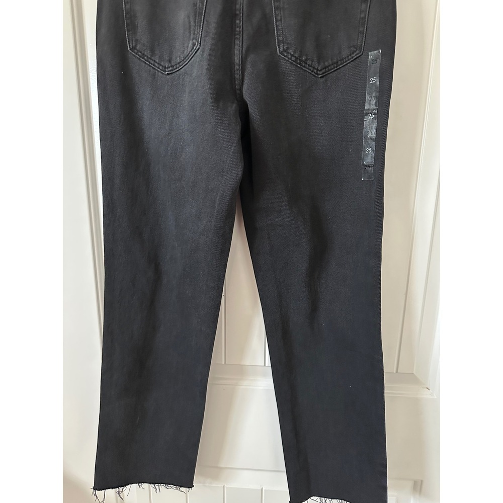 NWT PacSun High Rise Straight Leg Black Distressed Denim Jeans Size 25 - Picture 6 of 11
